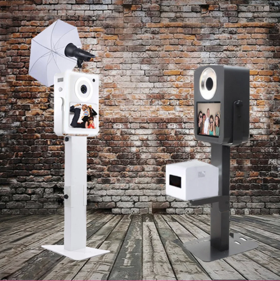 White and charcoal Mod Booth camera setups